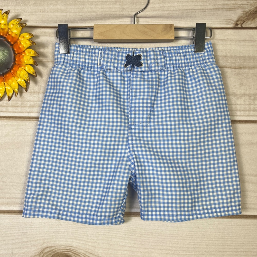 Ruggedbutts Boys Gingham Swim Trunks Shorts 5‎ Boys blue white check